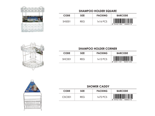 RAJ SHAMPOO HOLDER SQUARE AND CORNER